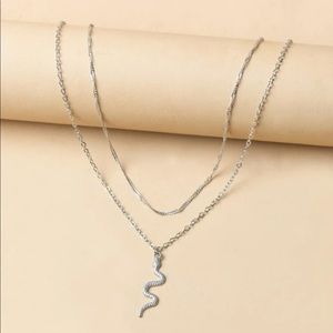 🎉 New Silver Layered Snake Necklace